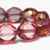 12mm Dual Faceted Round Czech Glass Beads — Medium Pink with Golden Luster