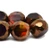 12mm Dual Faceted Round a Blend Of Ruby Red and Yellow with a Bronze Finish