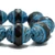 Black with Metallic Finish and Turquoise Wash Turbine Beads — 13x15mm
