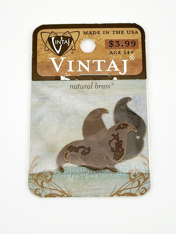 Vintaj Natural Brass Mini Mustache Charm Blanks- 4pcs