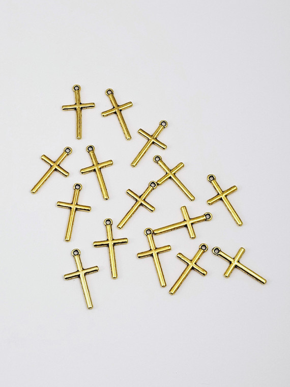 Gold Colored Cross Charms