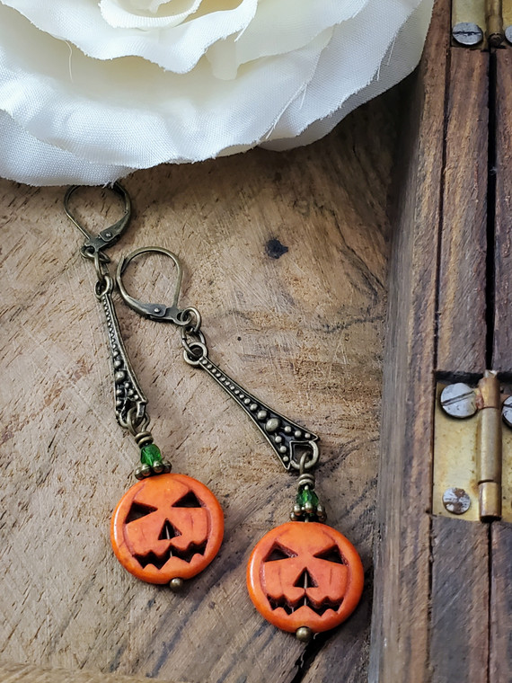 Orange Howlite Pumpkin Earrings
