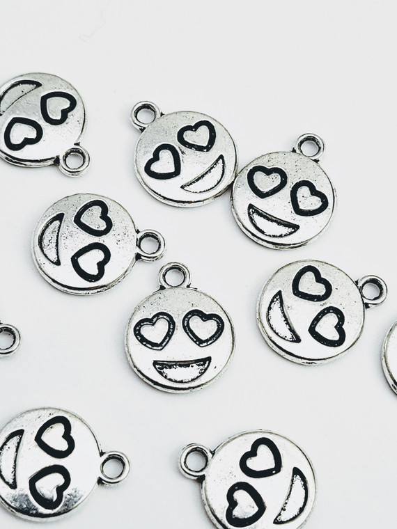 12mm Tibetan Silver Love Emoji Charm Pack