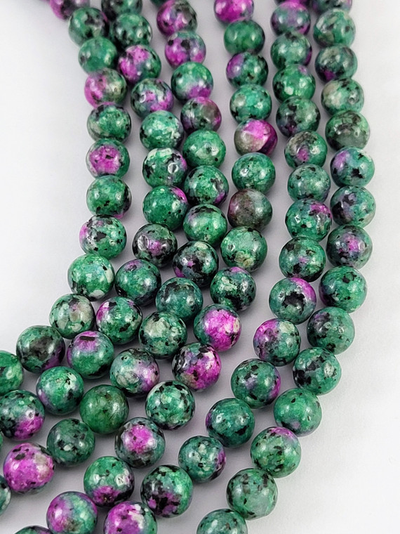 6mm Imitation Ruby in Zoisite Bead Strand