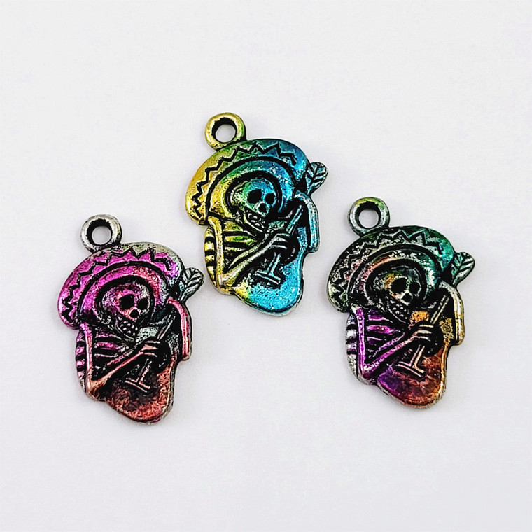 Alcohol Inked Day Of the Dead Skeleton Charms