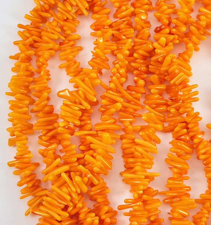 Orange Synthetic Coral Stick Bead Strand