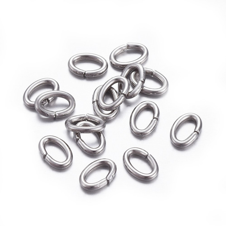 6mm Stainless Steel Oval Jump Rings- 100ct