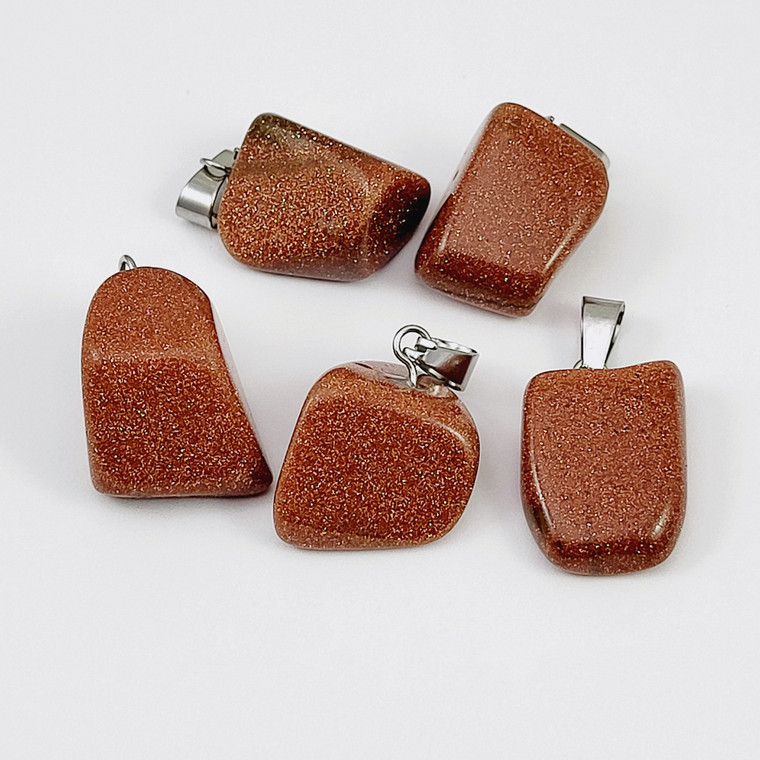 Goldstone Pendant with Stainless Steel Bail