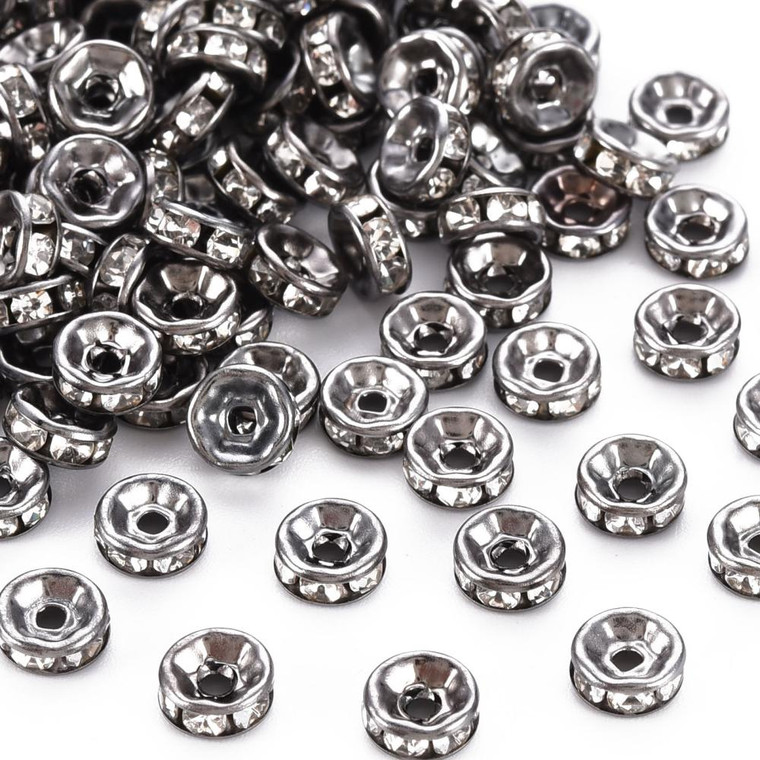 Gunmetal Rhinestone Spacer Beads