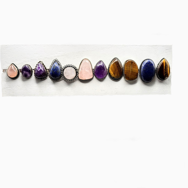 Assorted Silver Plated Stone Rings