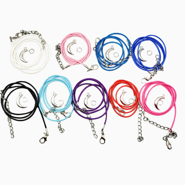 Assorted Moon Charm on Rat Tail Cording Necklace Kit