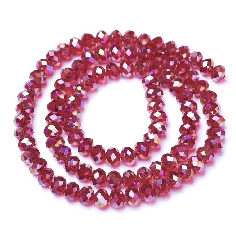 6mm Raspberry Red AB Chinese Crystal Bead Strand