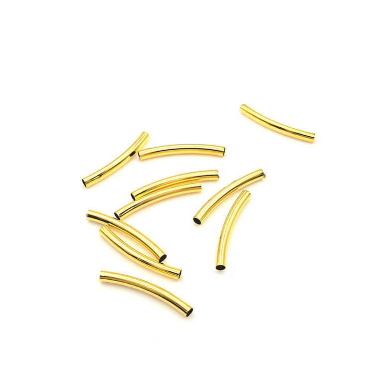 Gold Plated Brass Curved Tube Bead Pack