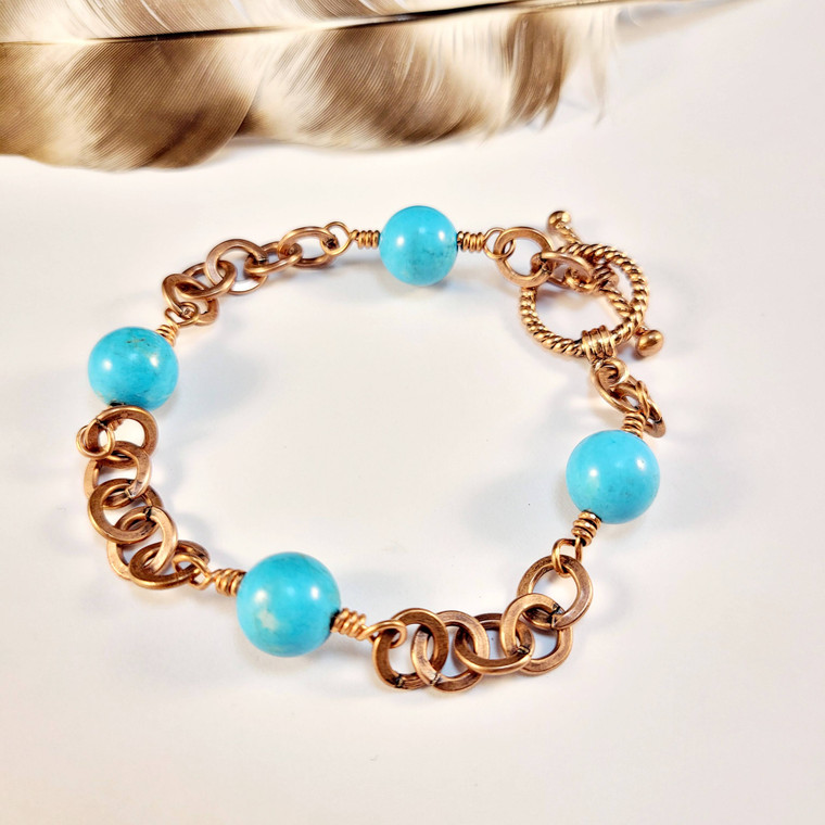 Copper Oasis Turquoise Bracelet