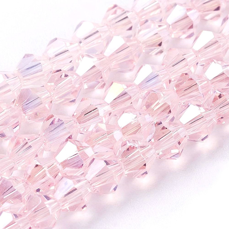 Misty Rose Chinese Crystal Bicone Bead Strand