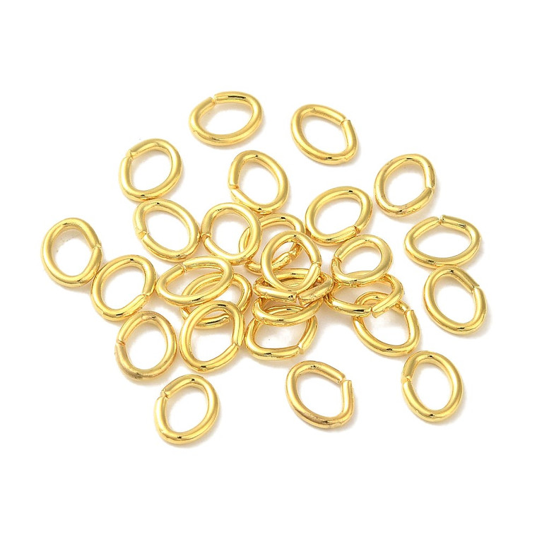6mm 18K Gold Plated Stainless Steel Oval Jump Rings-100pcs