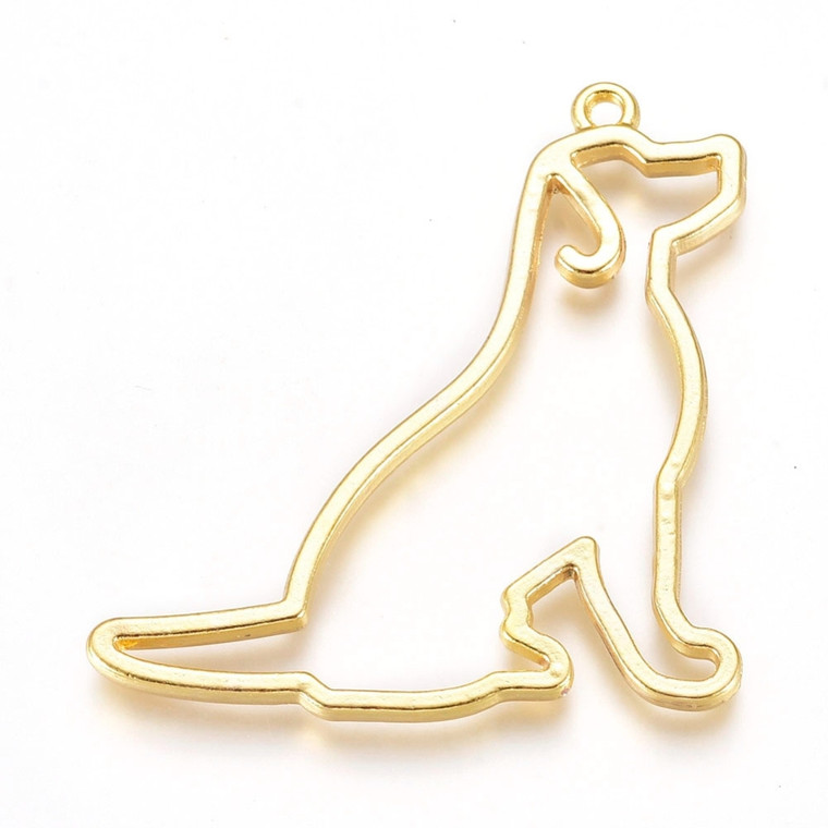 Golden Dog Open Back Bezel Pendant