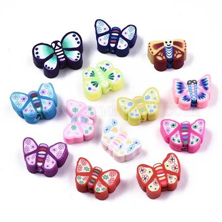 Butterfly Polymer Clay Beads – Handmade, Choose Your Color, Sold by the Pair