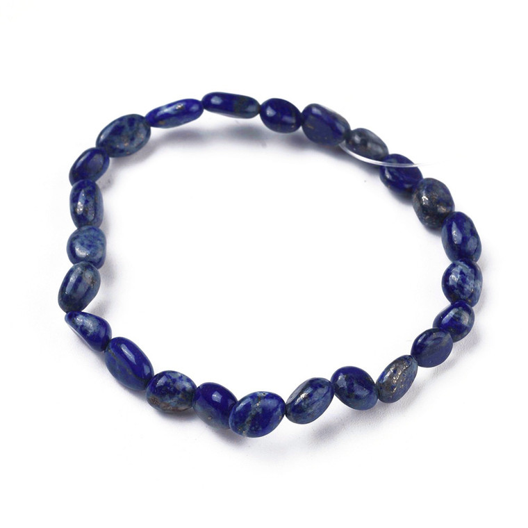Natural Lapis Lazuli Stretch Bracelet – Tumbled Nugget Beads, Sold Individually