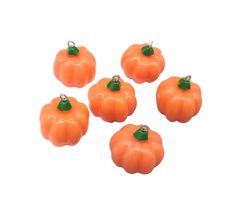 3D Pumpkin Charms – Resin & Alloy, Sold by the Pair