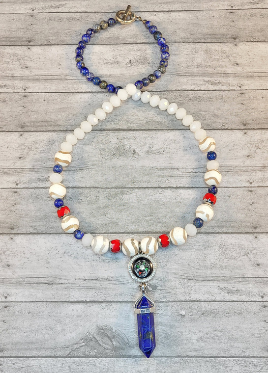 True North Lapis Compass Necklace