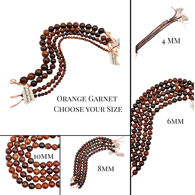 Orange Garnet Round Bead Strand – 4mm, 6mm, 8mm, 10mm Natural Gemstone, Sold by the Strand Orange Garnet Round Bead Strand – 4mm, 6mm, 8mm, 10mm Natural Gemstone, Sold by the Strand