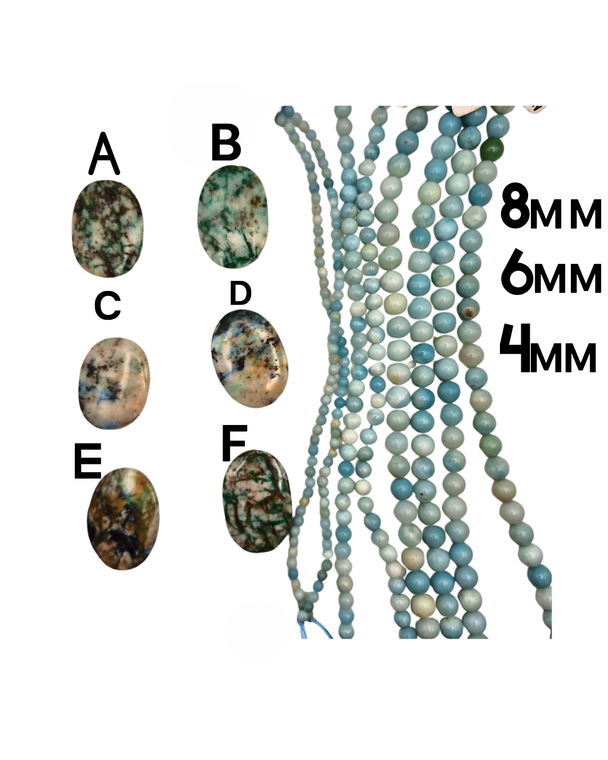 Amazonite Bead Strands with Chrysocolla Pendants – Choose in Variants, Sold Separately