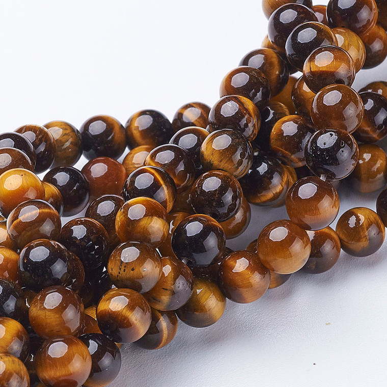 Tiger Eye Round Beads – 6mm, Grade A, Sold Individually