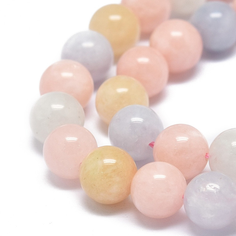 8mm Natural Morganite Round Bead Strand – Soft Pink Tones, Sold by the Strand