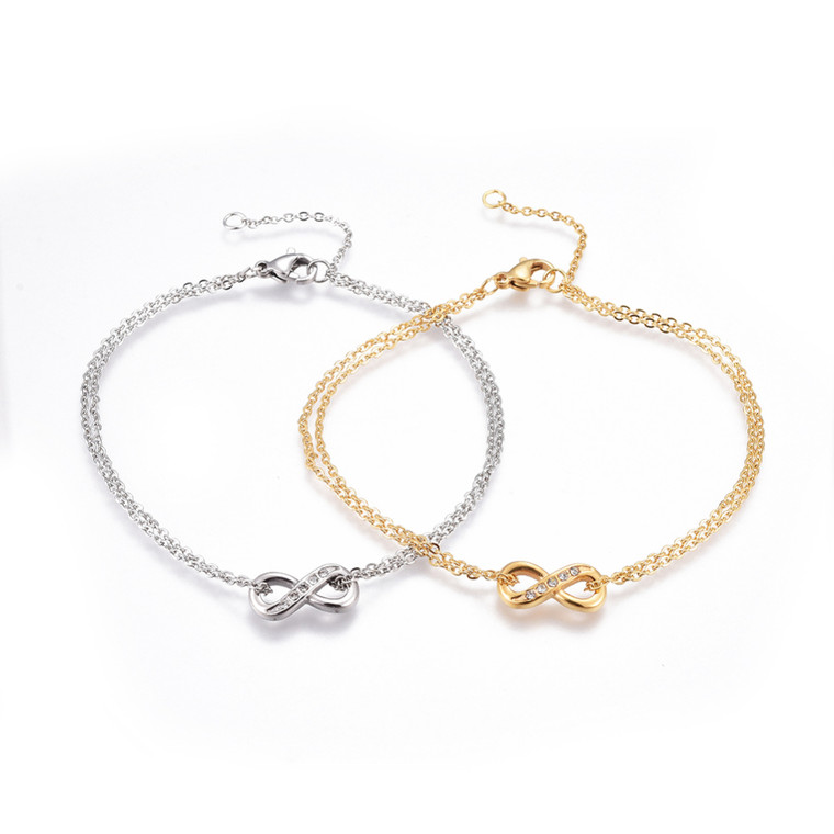Infinity Multi-Strand Stainless Steel Bracelet – Gold or Silver, Sold Individually