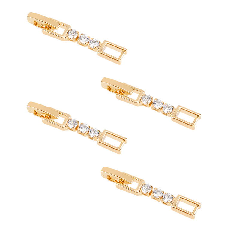 30x5mm Brass Extender Chain with Cubic Zirconia – Light Gold, Sold Individually