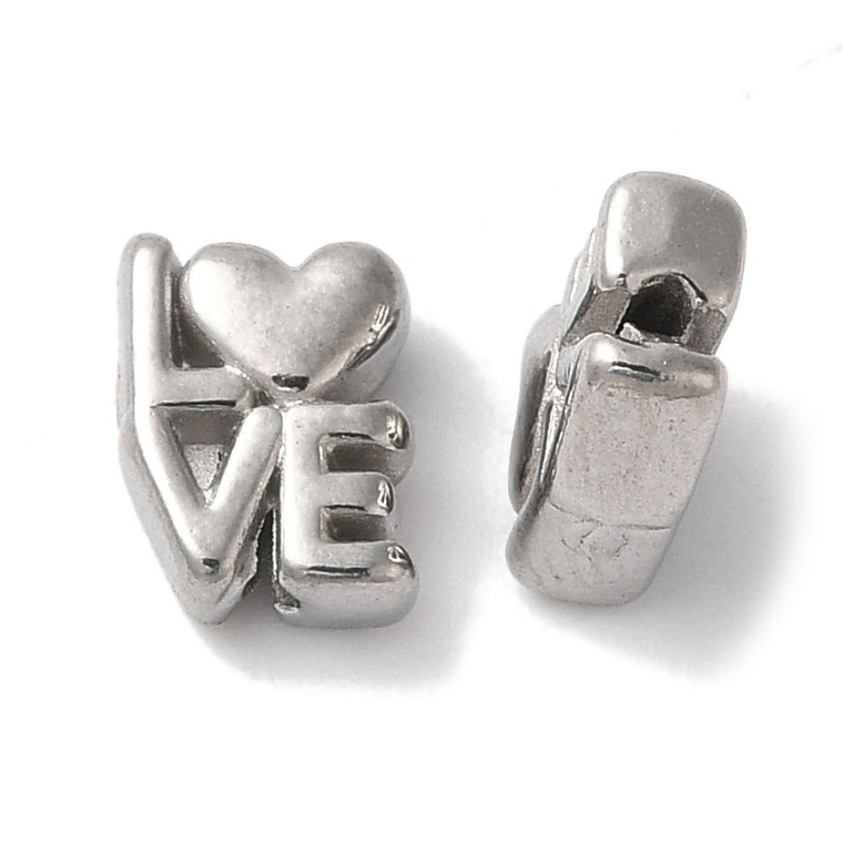 Stainless Steel LOVE Word Beads – Non-Tarnish, Sold in Pairs
