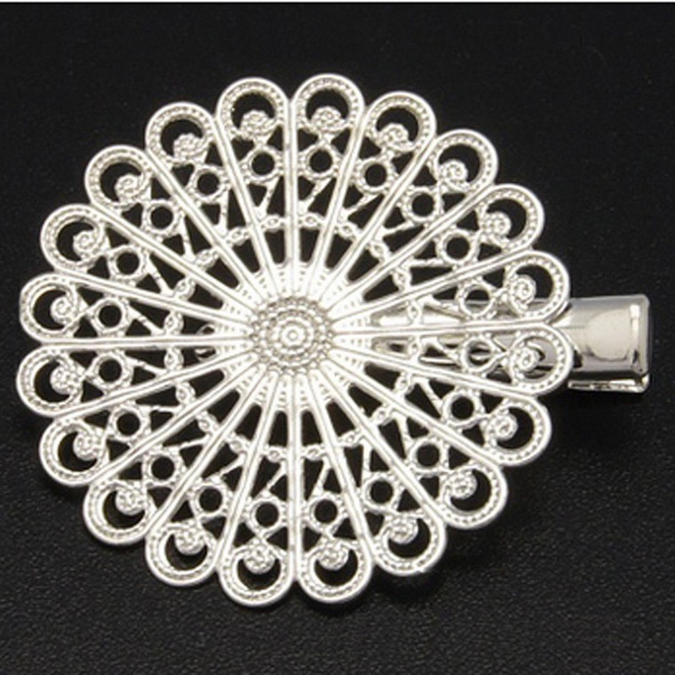 Silver Filigree Alligator Hair Clip Finding-Sold Individually