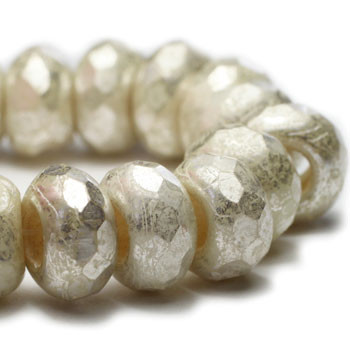 6x9mm Large Hole Roller Beads – Yellow Ivory with Mercury Finish, Sold in 25-Piece Units