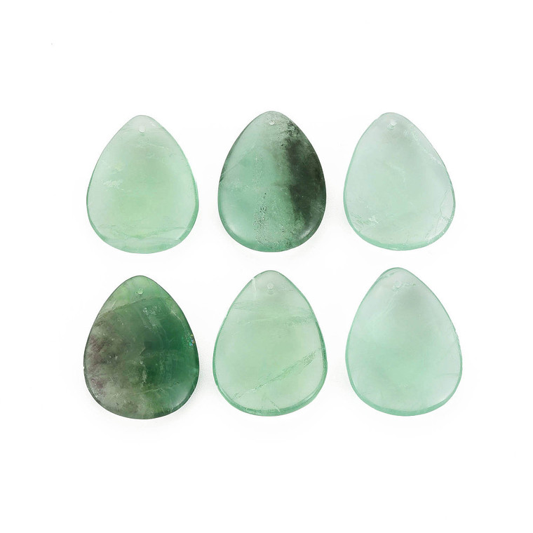 Natural Green Fluorite Pendant – Teardrop Drop, 34~35.5mm, Sold Individually