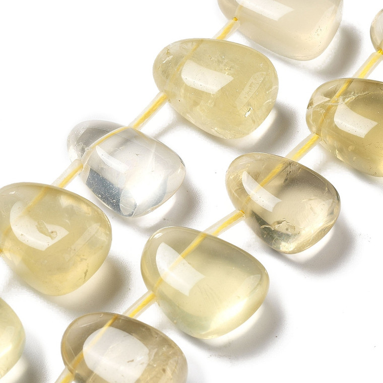 Natural Lemon Quartz Beads – Teardrop Top Drilled, 22.5~26mm, Sold by the Strand or Individually
