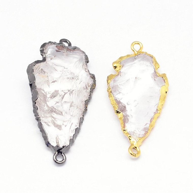 Electroplated Quartz Crystal Arrowhead Connector – Gold or Gunmetal, Sold Individually