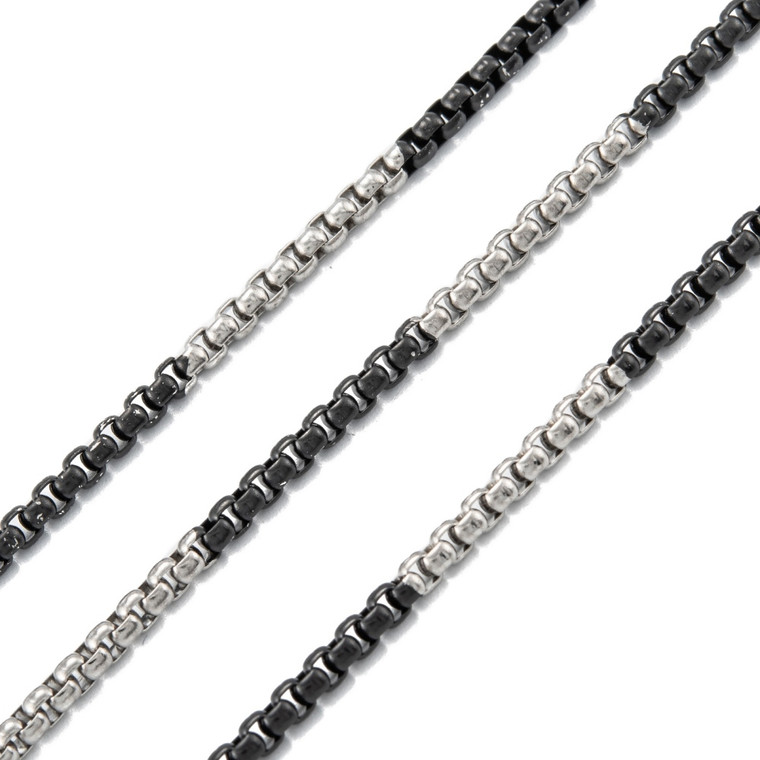Gunmetal and Stainless Steel Box Chain – 304 Stainless Steel, Sold by the Foot