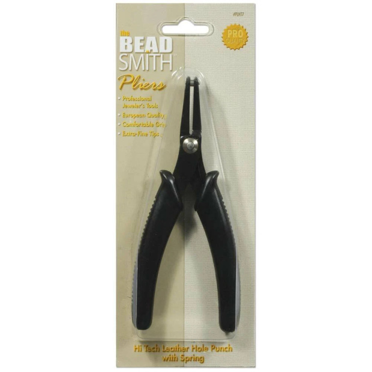 Beadsmith Hi-Tech Leather Hole Punch Pliers with Spring – Professional Jewelry Tool