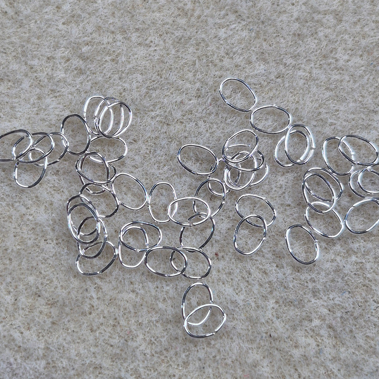 Thin Bright Silver Oval Jump Rings – 6mm or 8mm, 100 Pieces per Pack