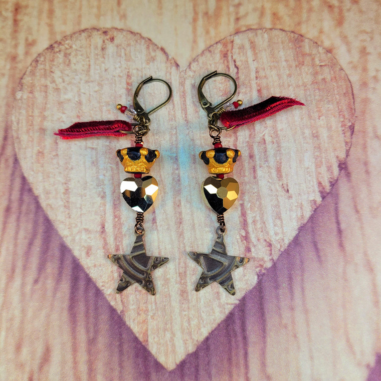 Crimson Crown Star Earrings