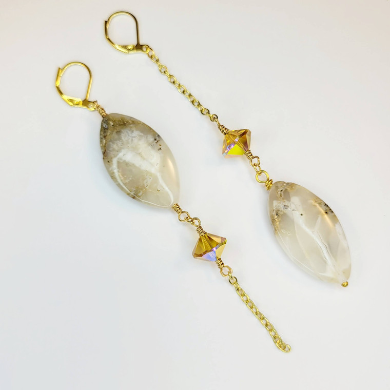 Golden Echo Dendritic Agate Earrings