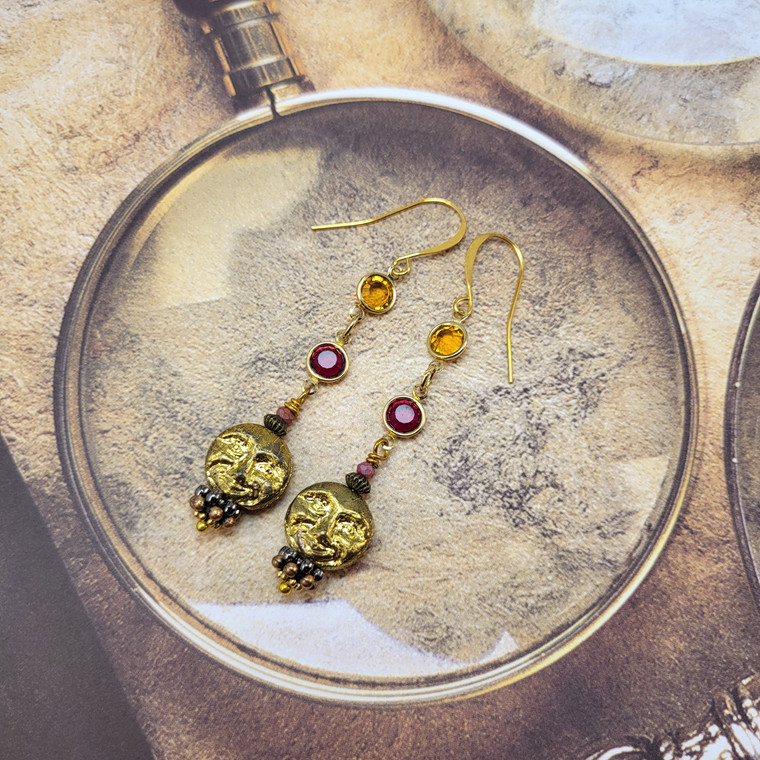 Solar Flame Moon Earrings