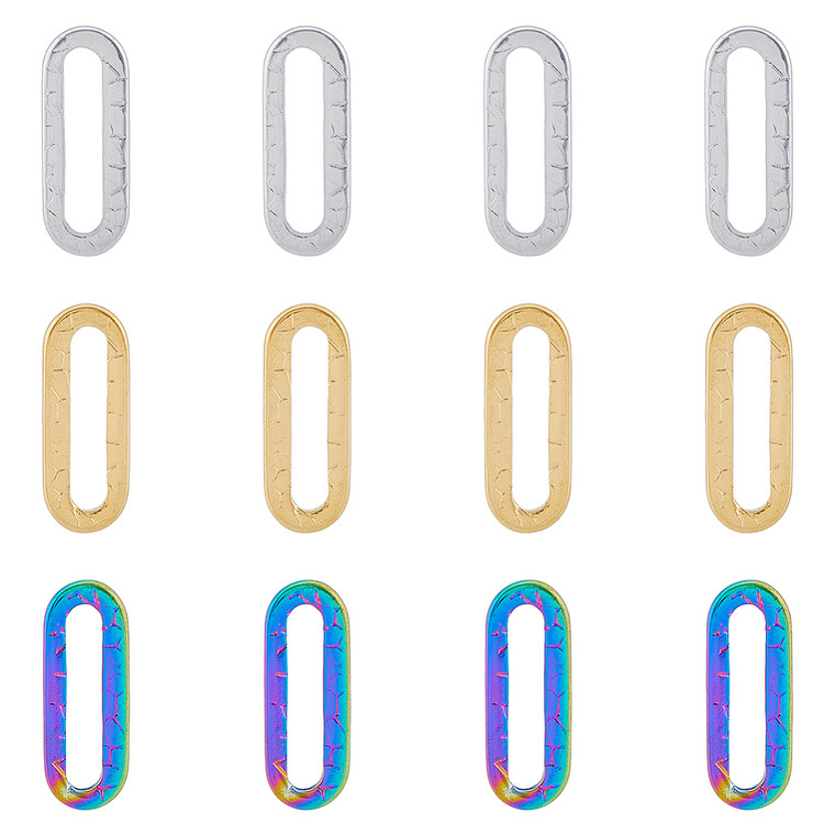 Textured Oval Stainless Steel Linking Ring, 20mm - Sold Individually