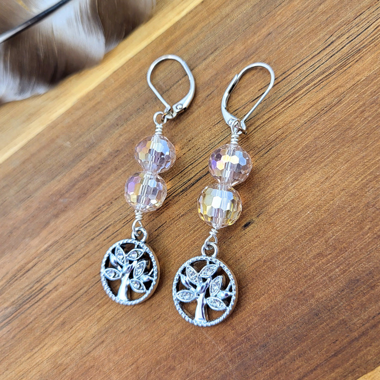Blush Tree of Life Earrings