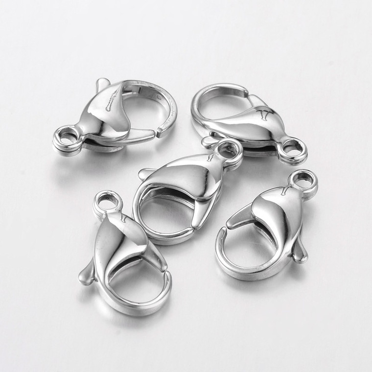 19mm -316 Surgical Stainless Steel Lobster Claw Clasps – Pack of 5
