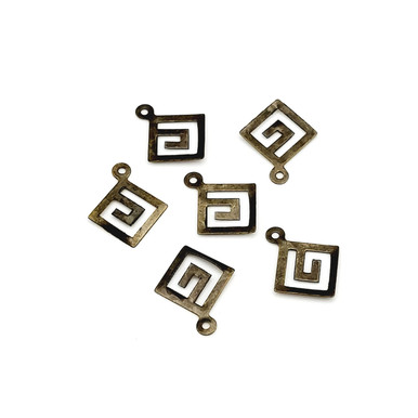 Aztec Rhombus Bronze Filigree Charm Pack-6pcs