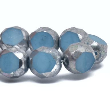 Preciosa Czech glass seed bead 5/0 Opaque White with Blue Stripe