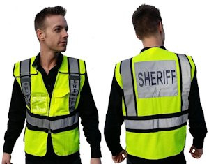 ANSI 207 Adjustable Breakaway Reflective Vest - "SHERIFF" Imprinted