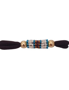 Elastic Bracelet with Brown Band and Neutral-Colored Beads Elastic Bracelet with Brown Band and Neutral-Colored Beads